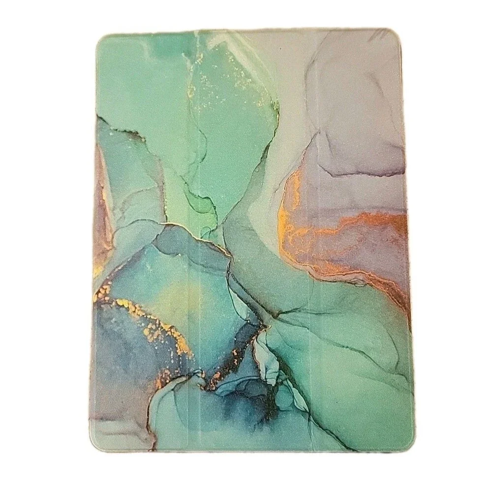 Soke For iPad 9th Gen 10.2 inch 2021 Smart Case Stand Back Cover-Emerald Marbel
